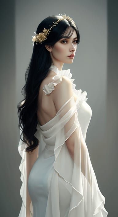 Stephanie Vaquer Portrait in Flowing White Attire