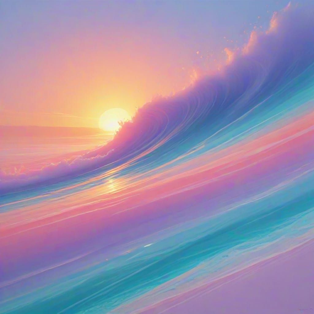 Abstract Sunset Over Sea Formed By Spilled Paints