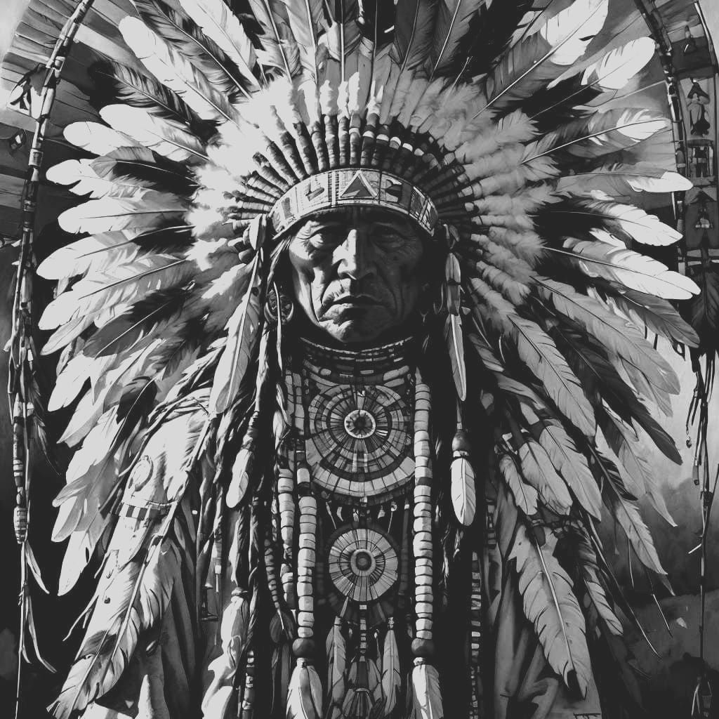 Oglala Sioux in Warm Light: An Oil Painting