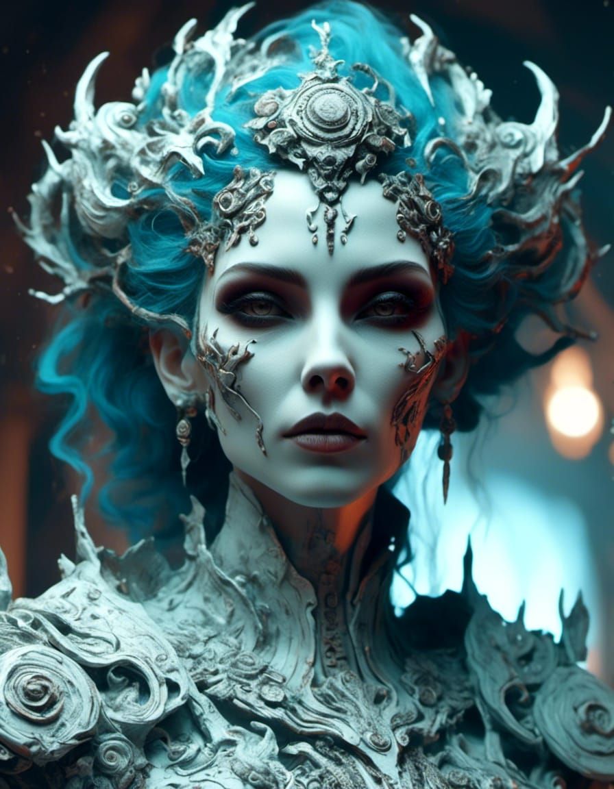 Porcelain Woman Portrait in Sci-Fi Style