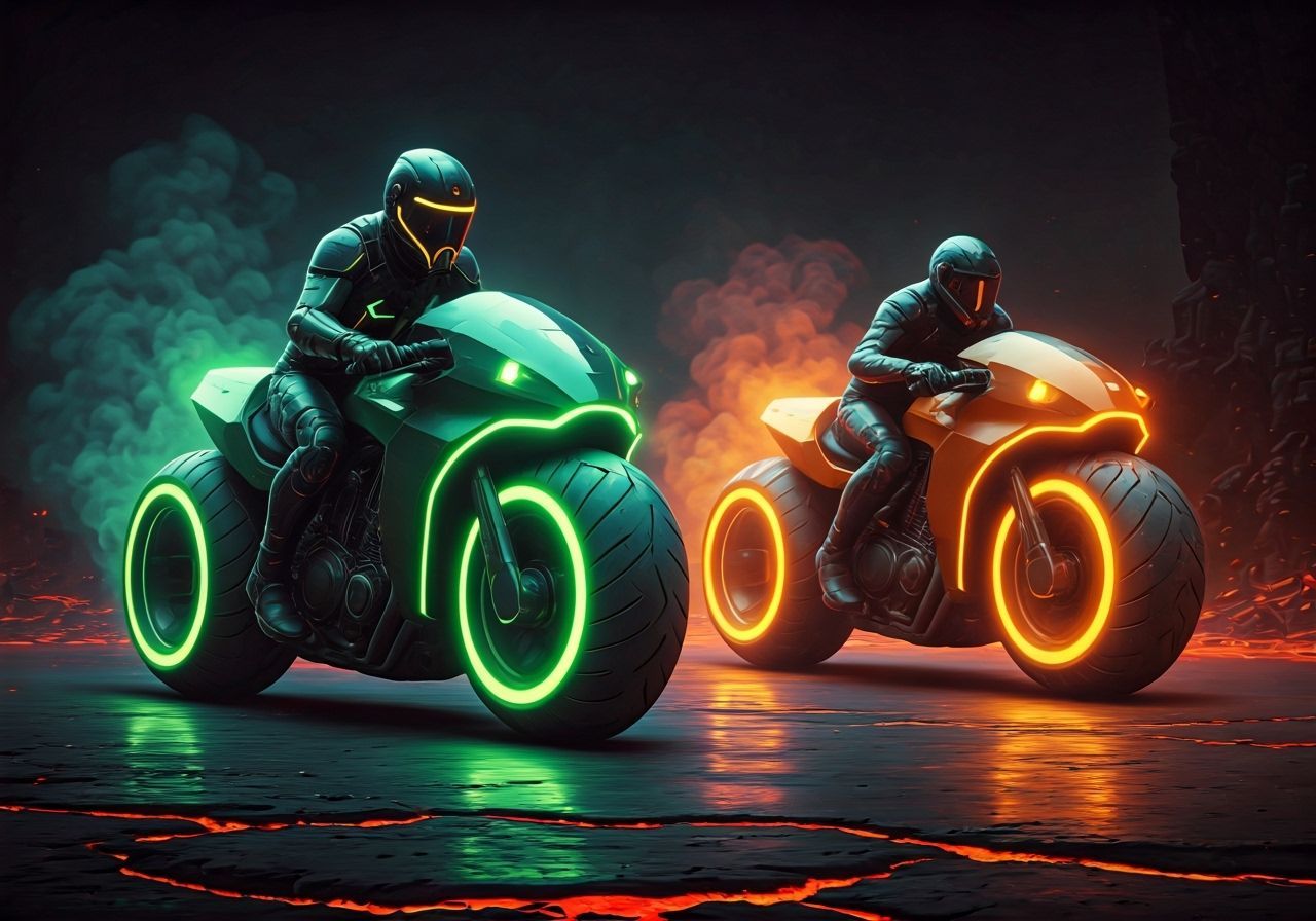 Cyberpunk Motorcycle Chase in Neon Hellscape