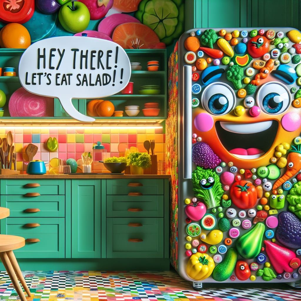 My fridge thinks I'm fat: 🥗 Hey there! Let’s eat salad!