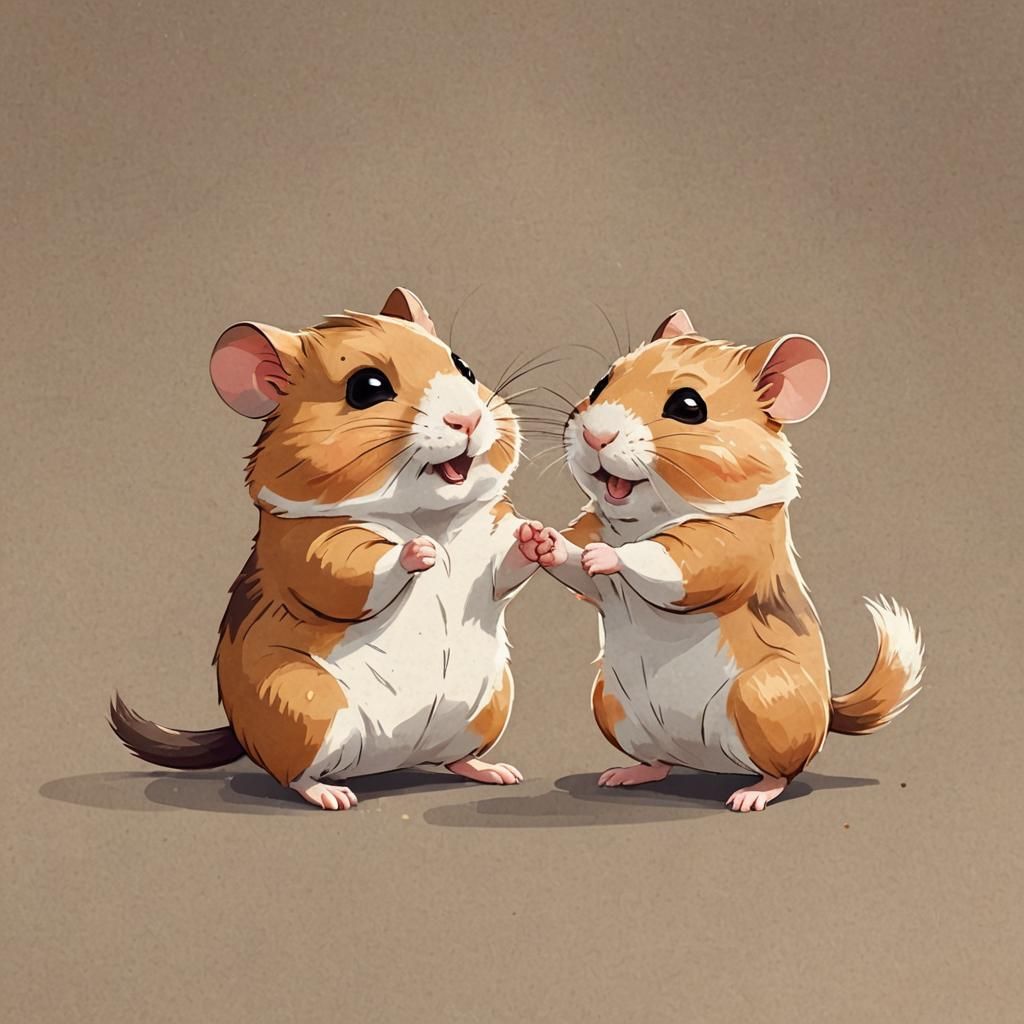 Cartoon Hamsters High Fiving