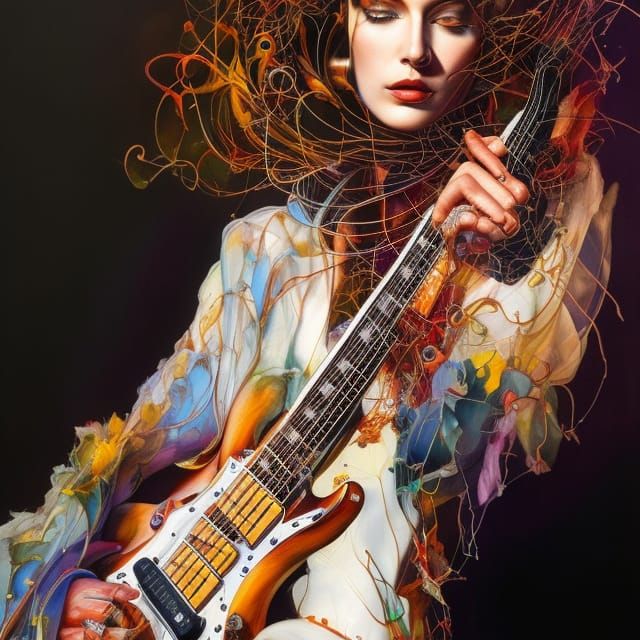 Electric Guitar Art: Hyperdetailed Fantasy Rendering