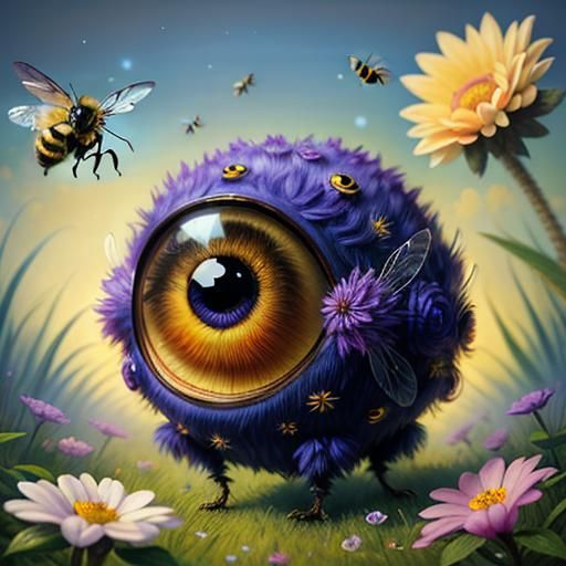 Whimsical Bee Hybrid Creature in 3D Pixar Style