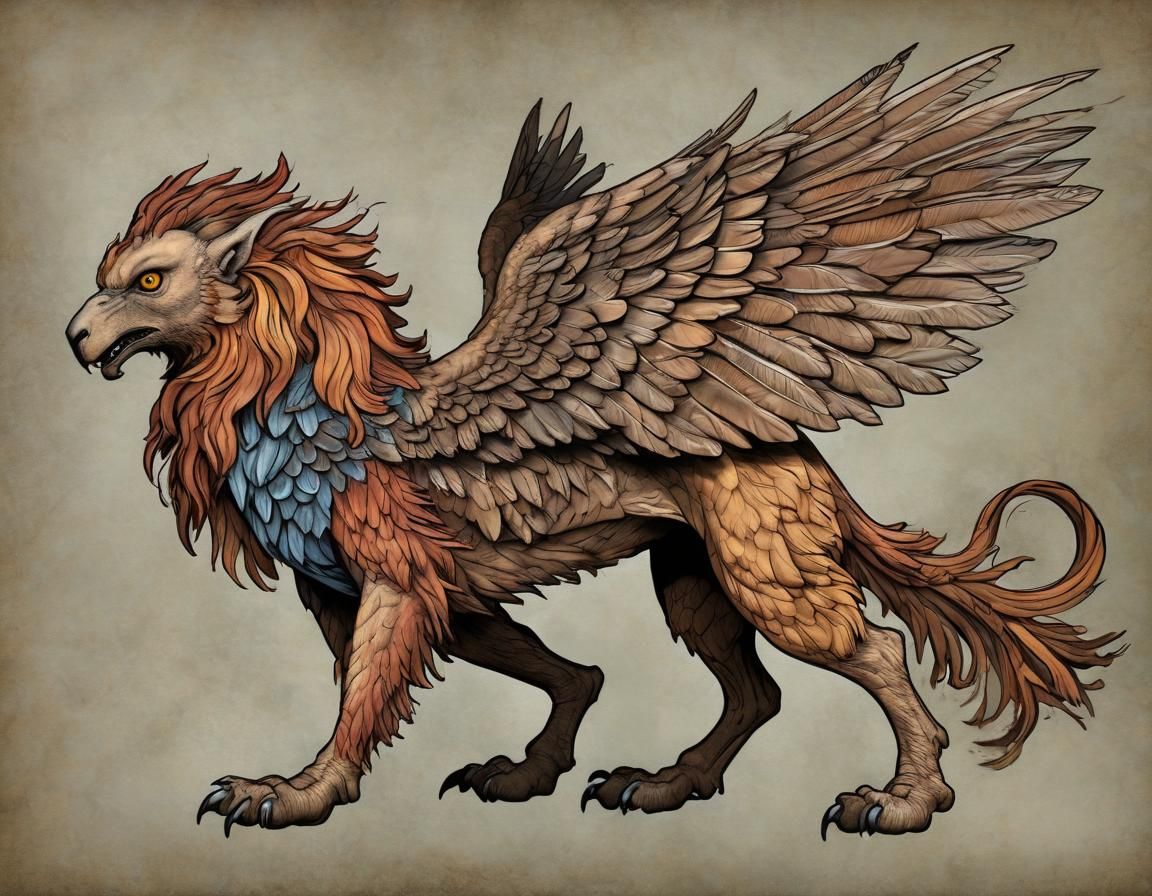 Full Figure Griffin in Rampant Pose