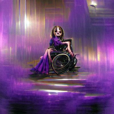 Eerie Wheelchair Girl in Dark Fantasy Style