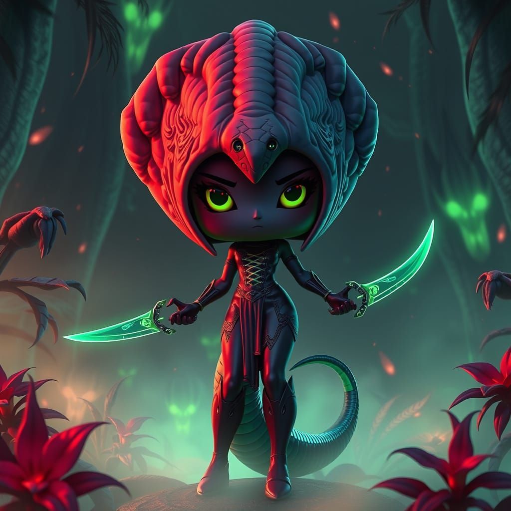 Snake Villainess in Alien Jungle, Funko Pop Style