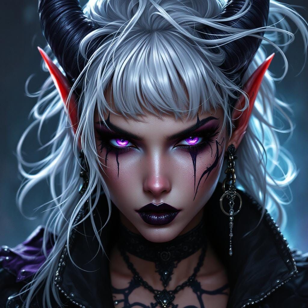 Punk Dark Elf with Piercings in Dark Fantasy Art