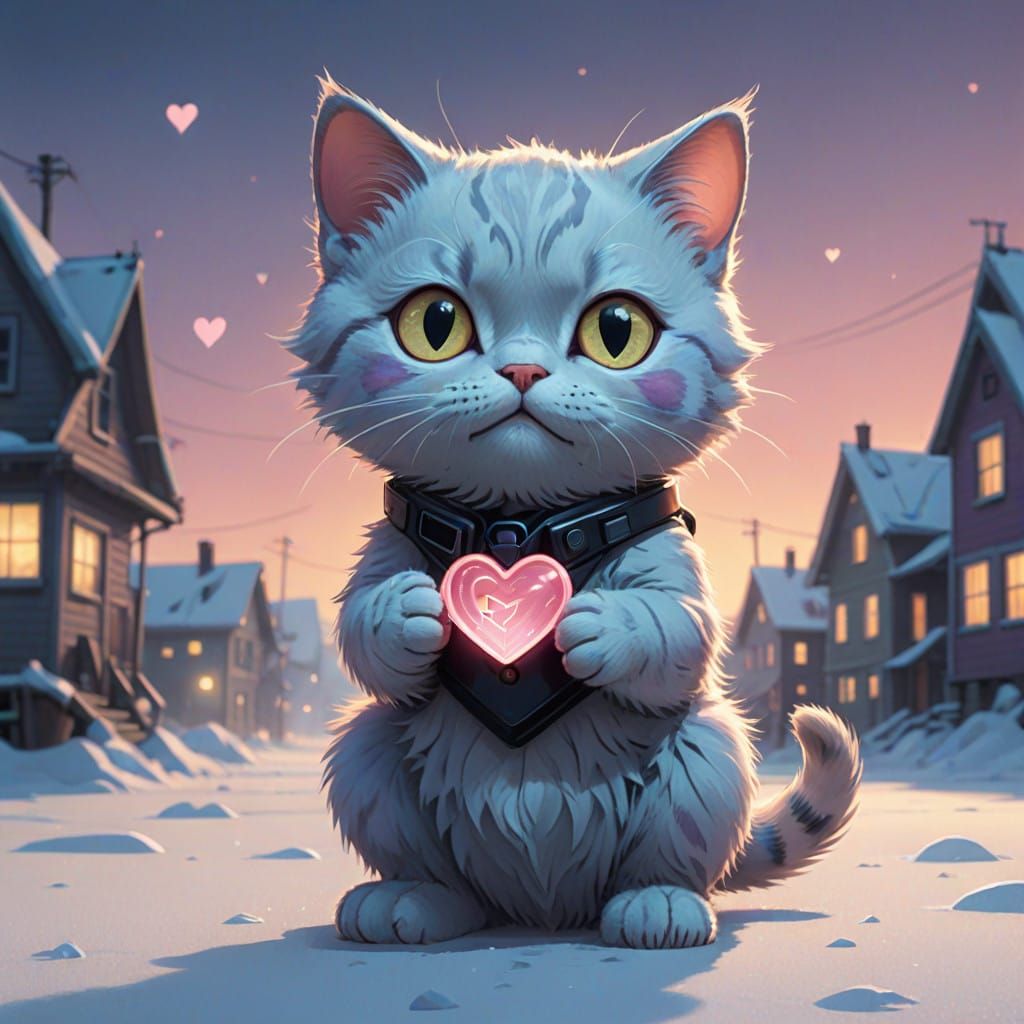 Pastel Chibi Cat in Ethereal Expanse