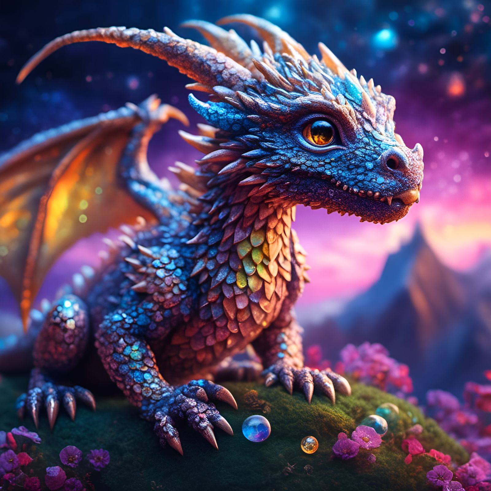 Crystal Dragon Hatchling Digital Art