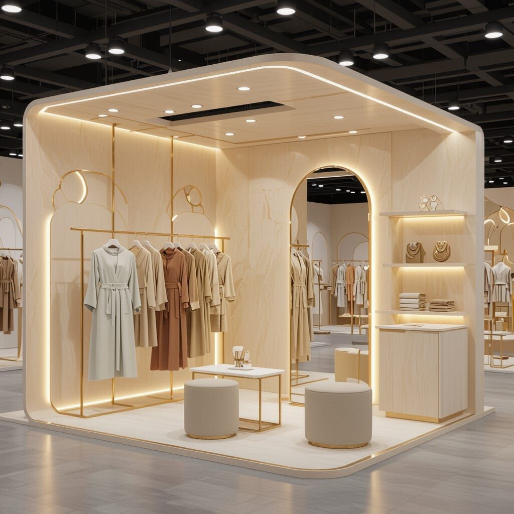 Elegant Minimalist Muslim Fashion Booth Design
