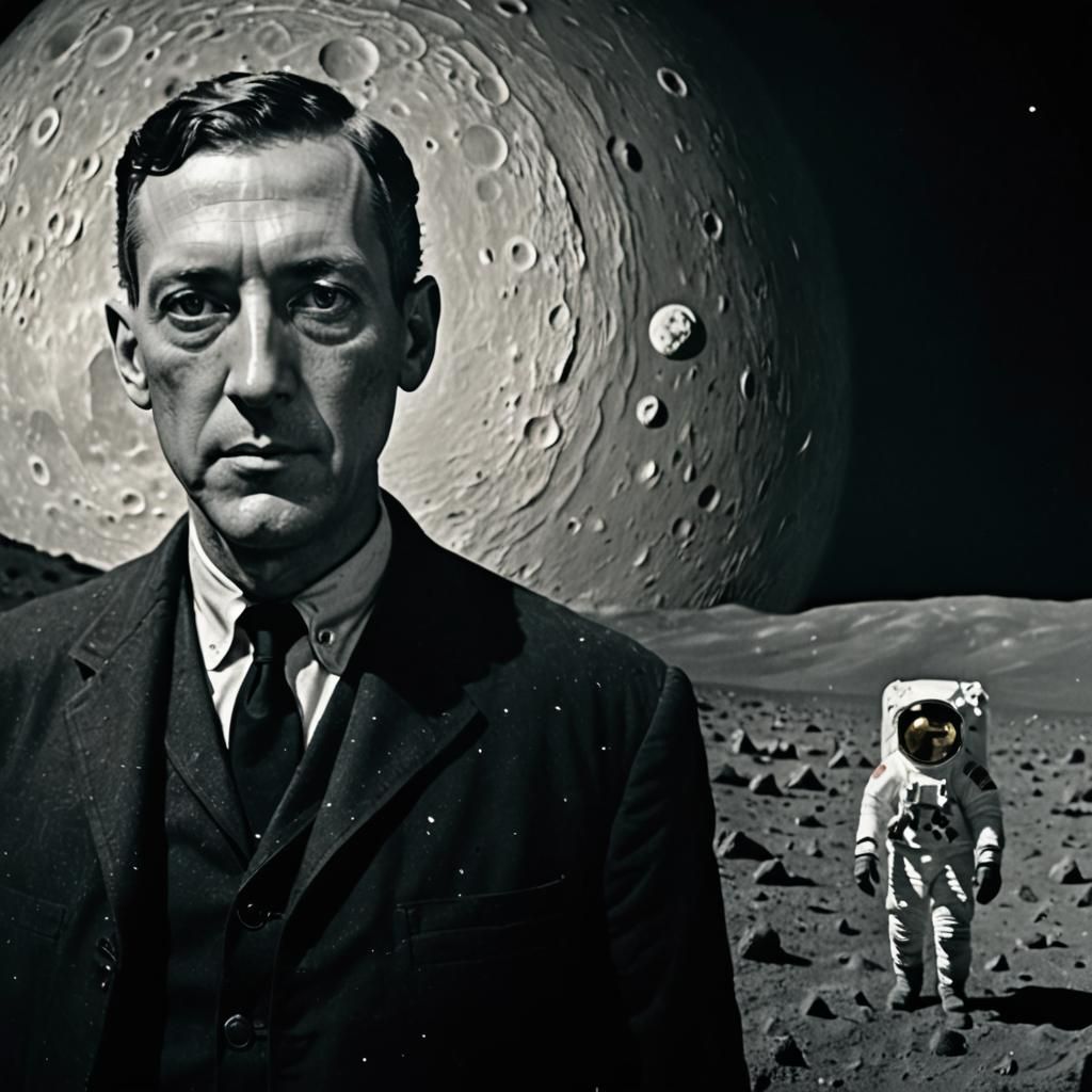 Lovecraft on the Moon in Vintage NASA Style