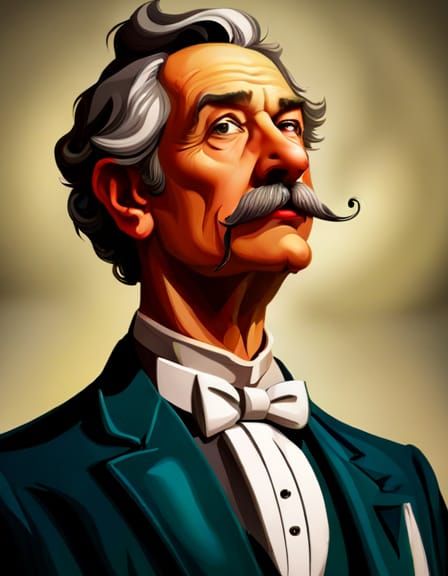 Hyperrealistic Portrait of Man with Flamboyant Mustache