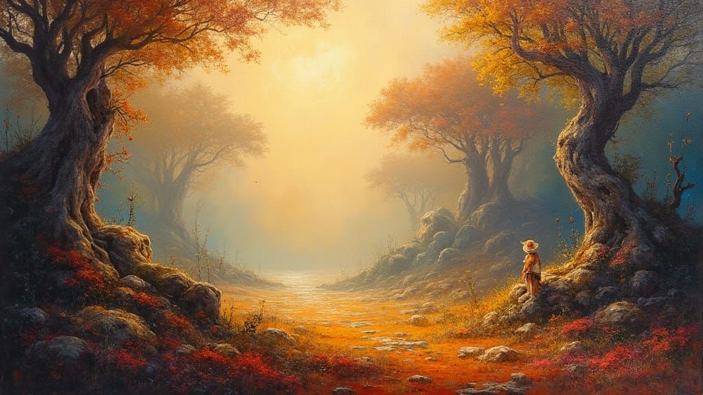 Ethereal Landscape in Textured Oil Paint Style