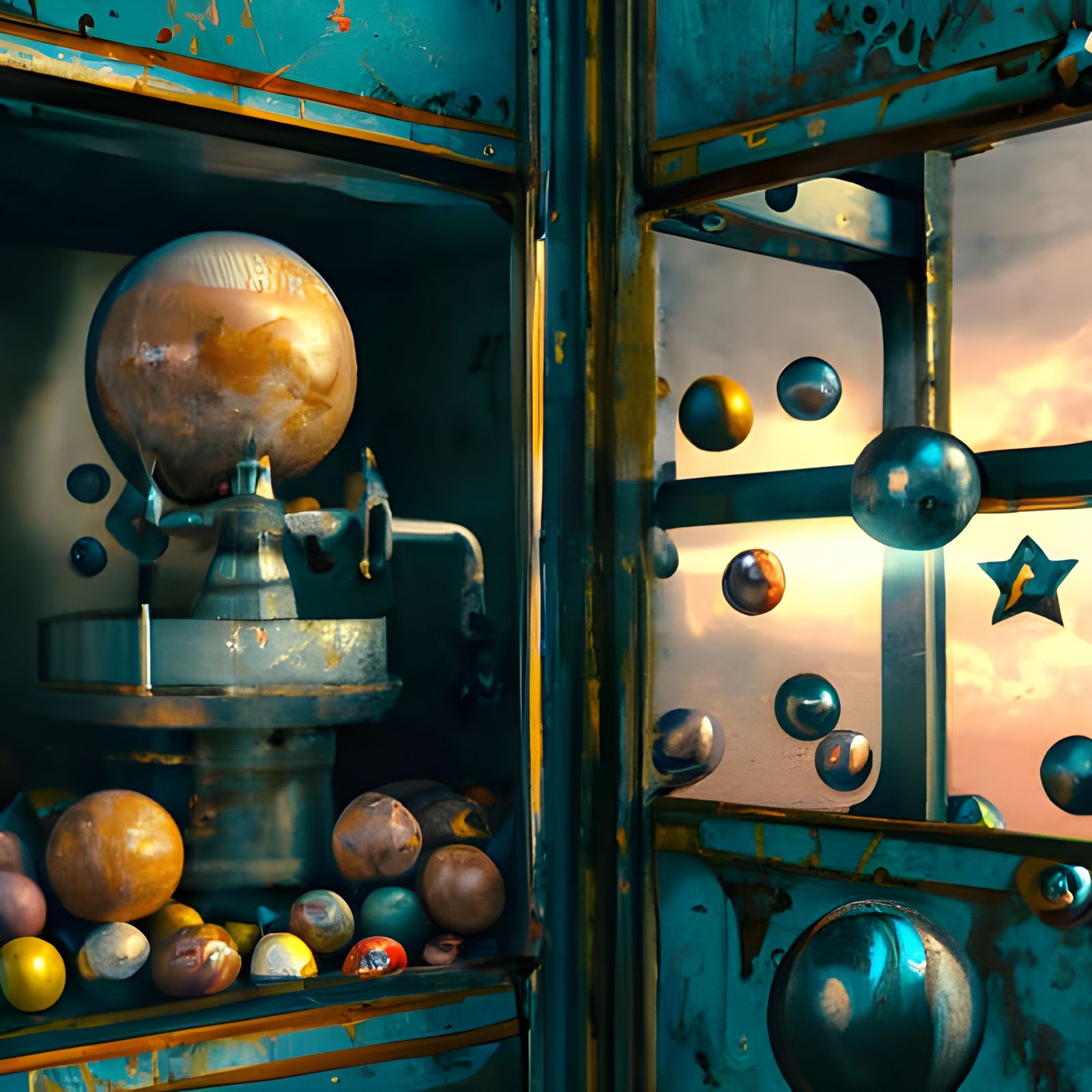 Star System in Gumball Machine: Vintage Photorealistic Art