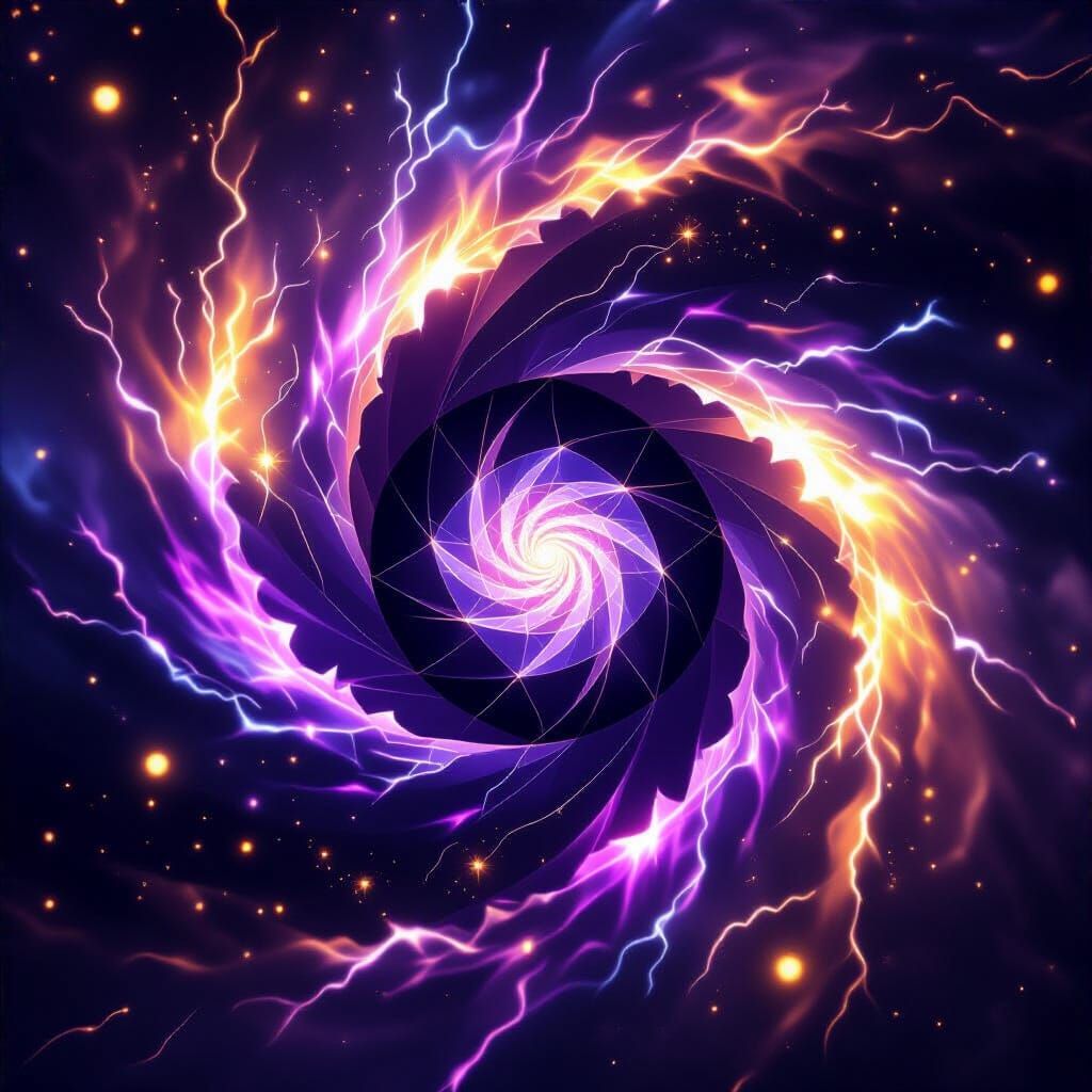 Deep Violet Vortex with Fractal Geometry and Stardust