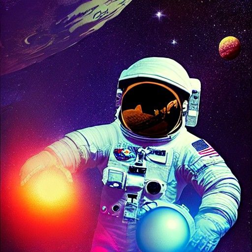 Astronaut in Space: Holographic Cosmic Illustration