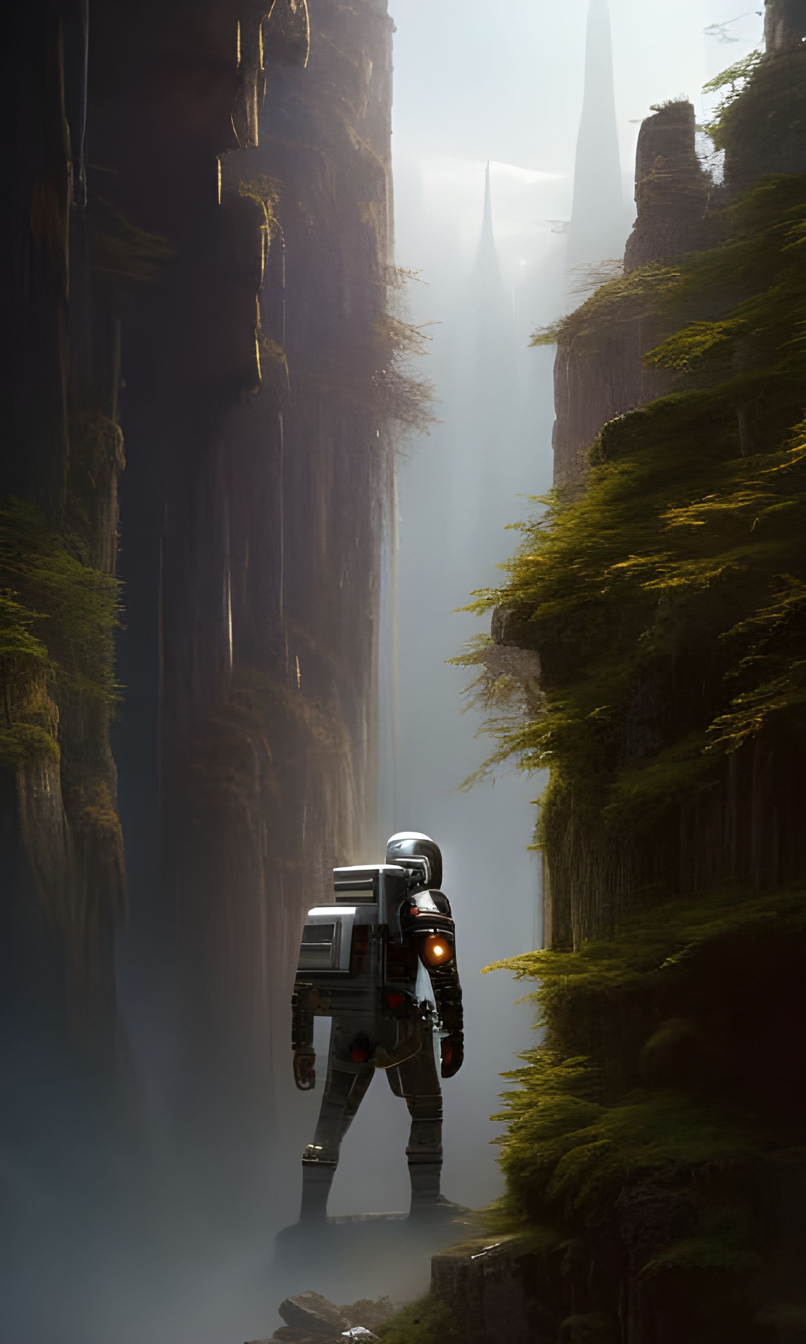 Astronaut on Cobblestone Street: Hyperrealistic Fantasy Art