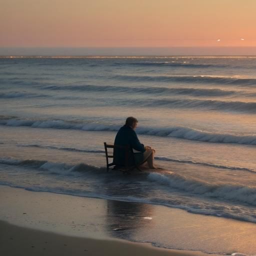 Impressionistic Seaside Dusk: A Moment of Longing