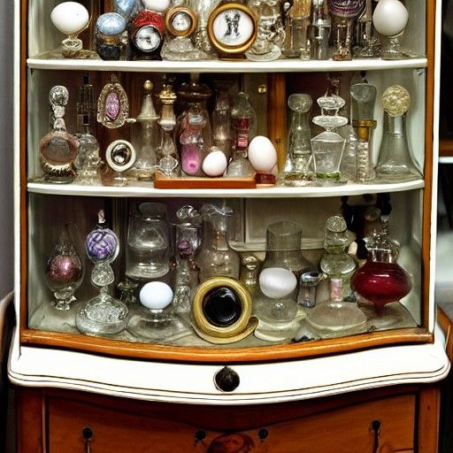 Antique Dresser Displaying Perfume Bottles