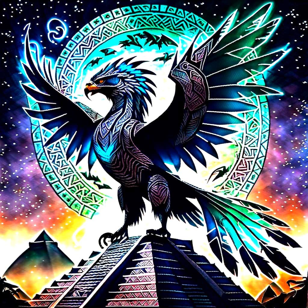 Wyvern-Hawk Hybrid with Mayan Feathering