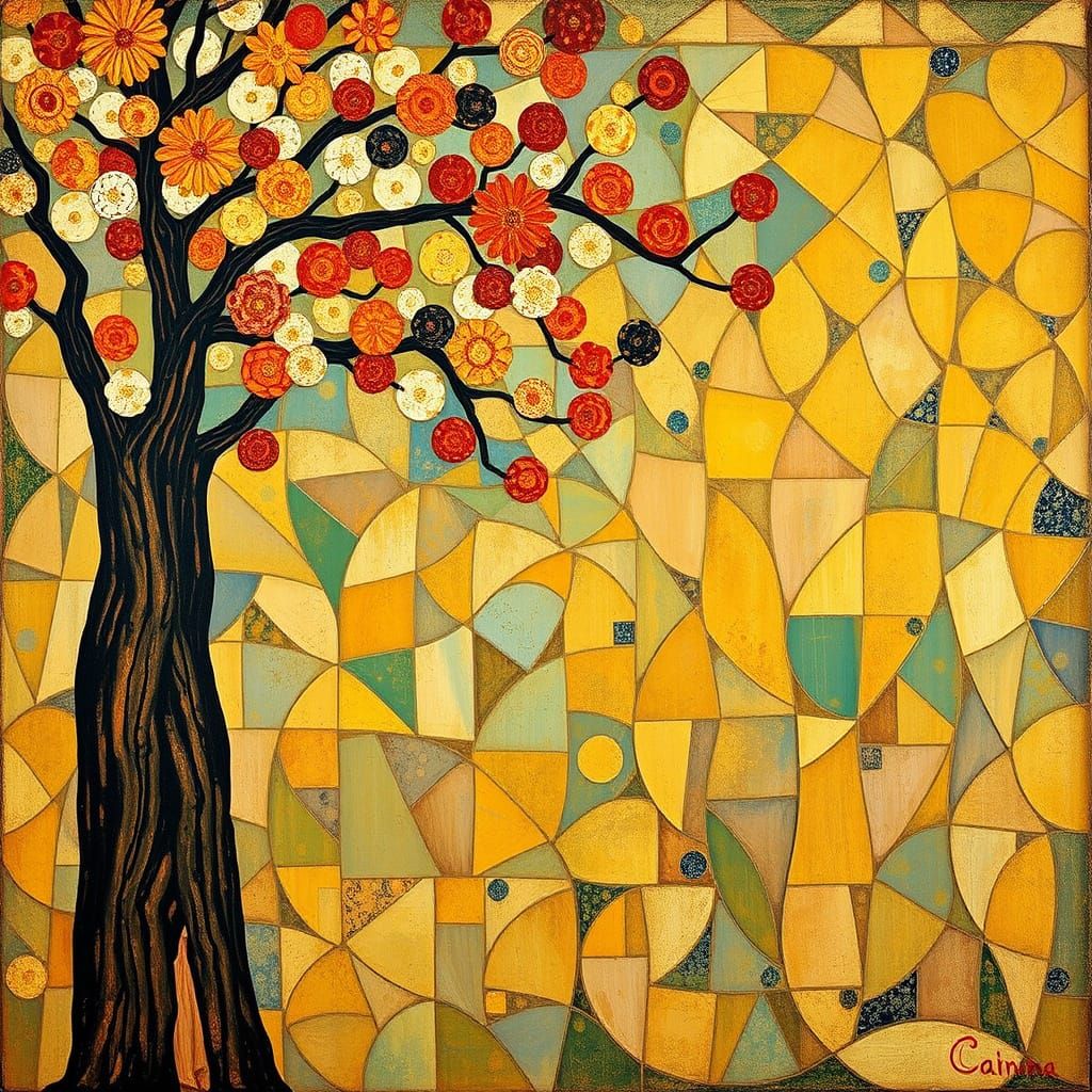 Klimt-Inspired Portrait with Gold Accents