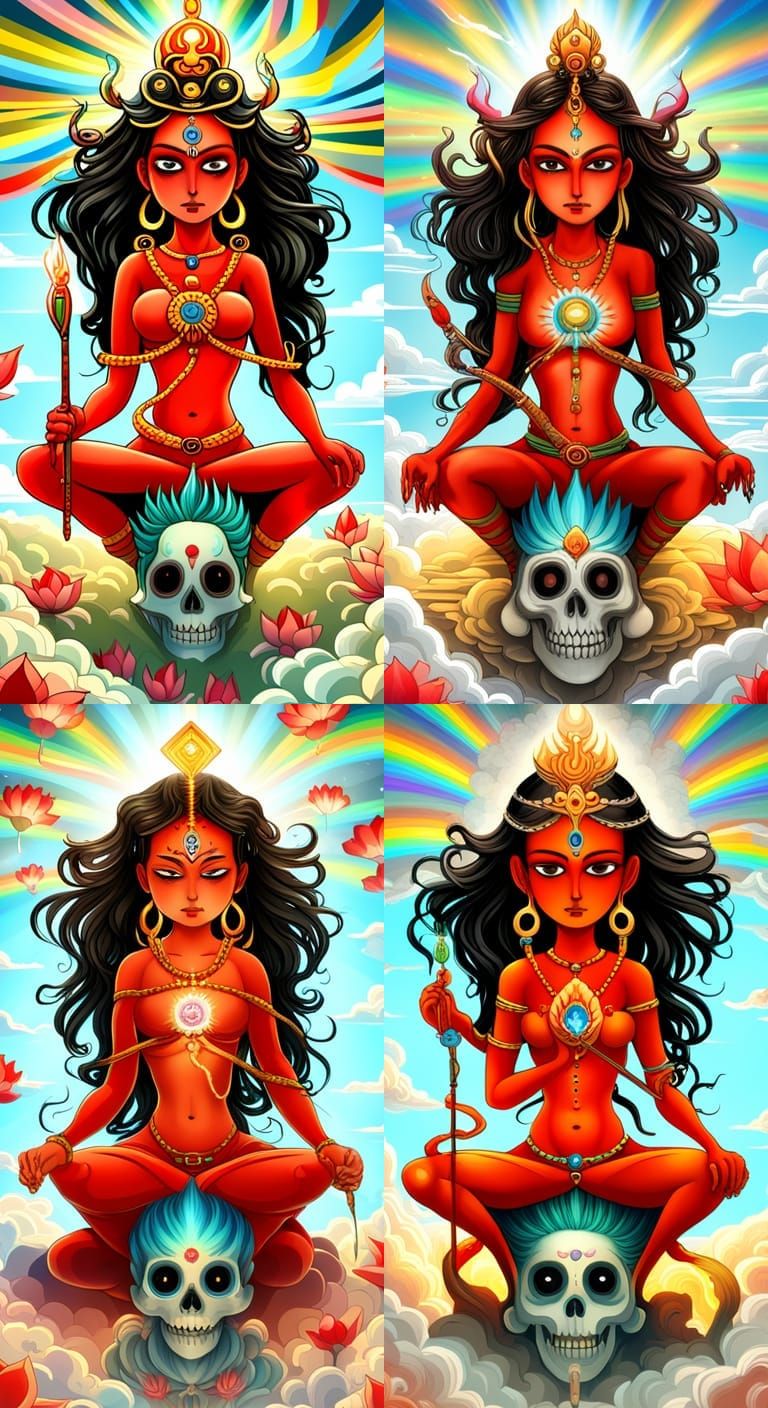 Chibi Vajrayogini in Asian Cloud City: Anime Art