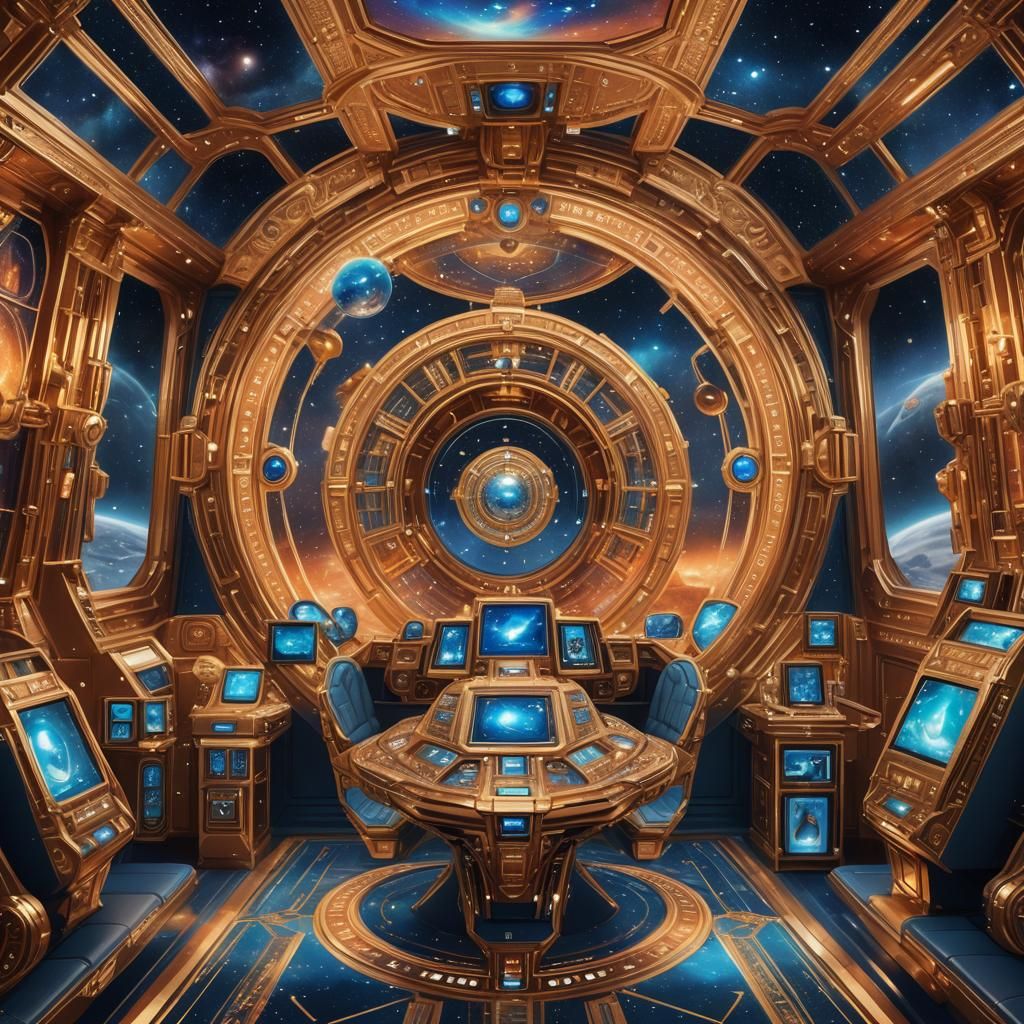 Ornate Jeweled Spaceship Interior in Cartier Style