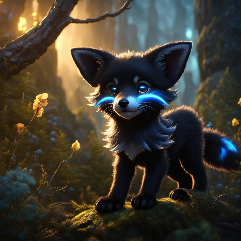 Lightning Fox Pup with Silver Details