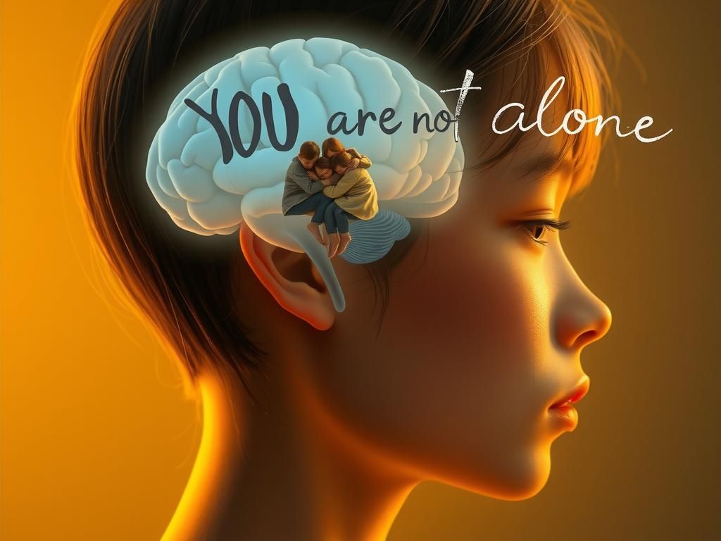 Serene Face Profile with Comforting Brain Scene