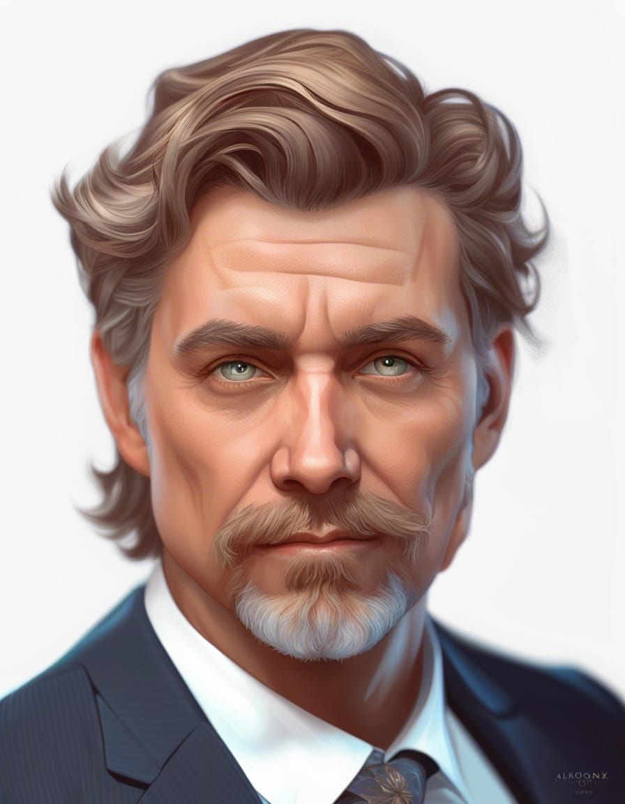 Majestic Sidhe Lord Portrait in Art Nouveau Style