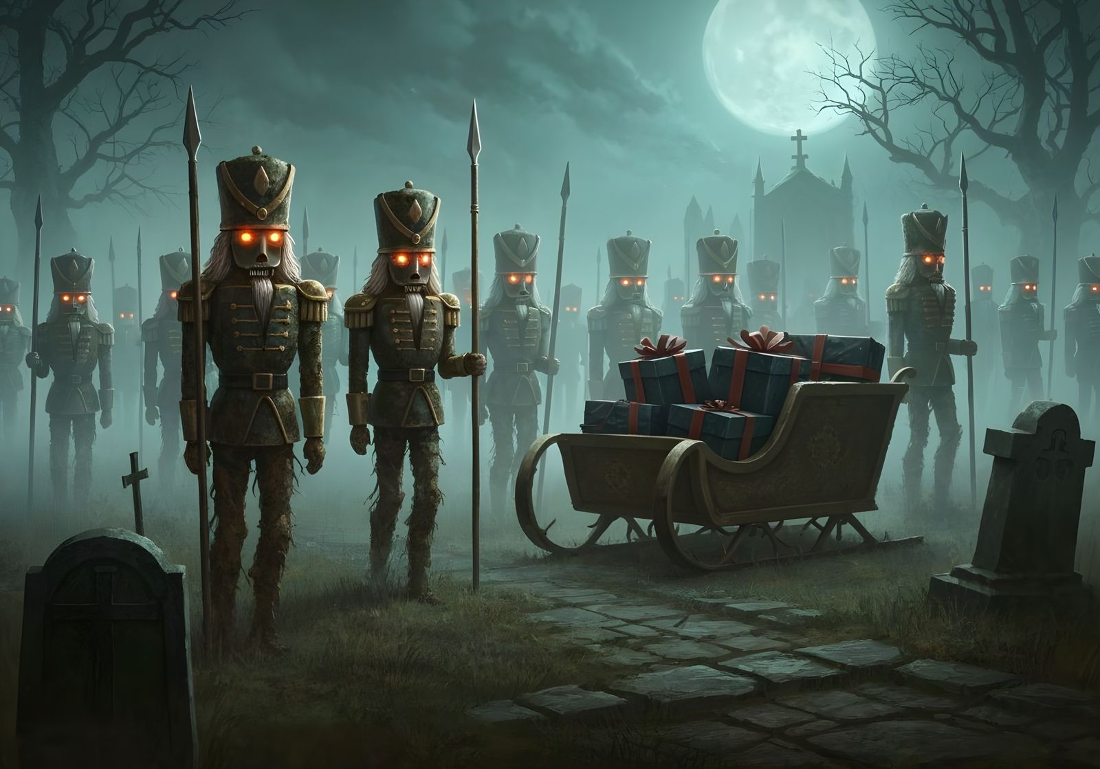 Gothic Nutcracker Army Rises From Graveyard
