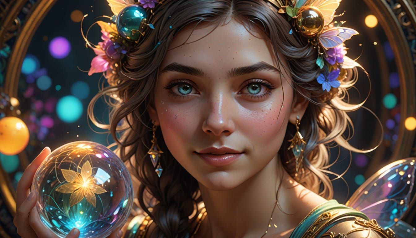 Luminous Fairy Portrait in Romanticism Style