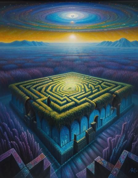 Surreal Labyrinth of Dreams in Oil Painting