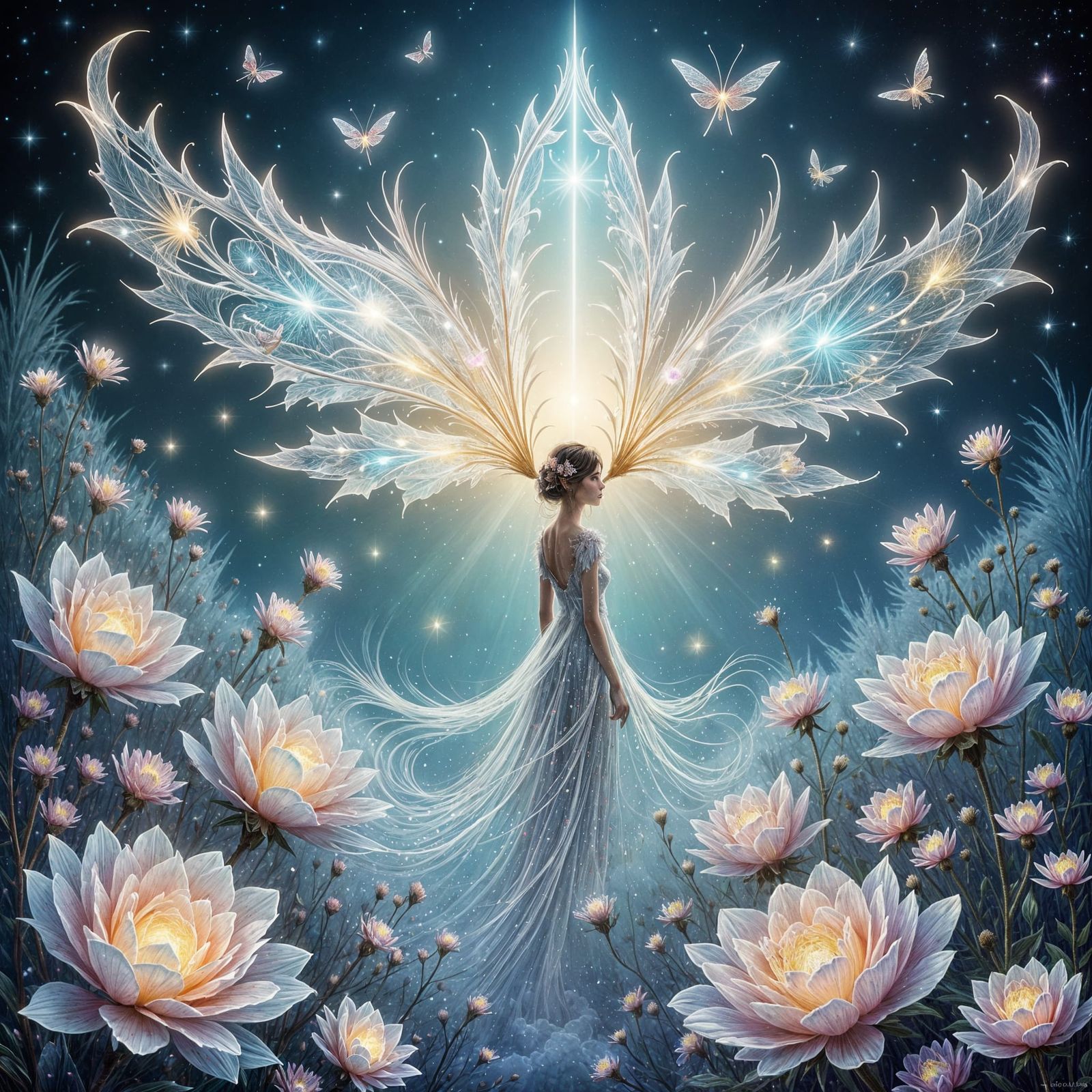 Ethereal Crystal Flowers with Gossamer Wings in Fantasy Art ...