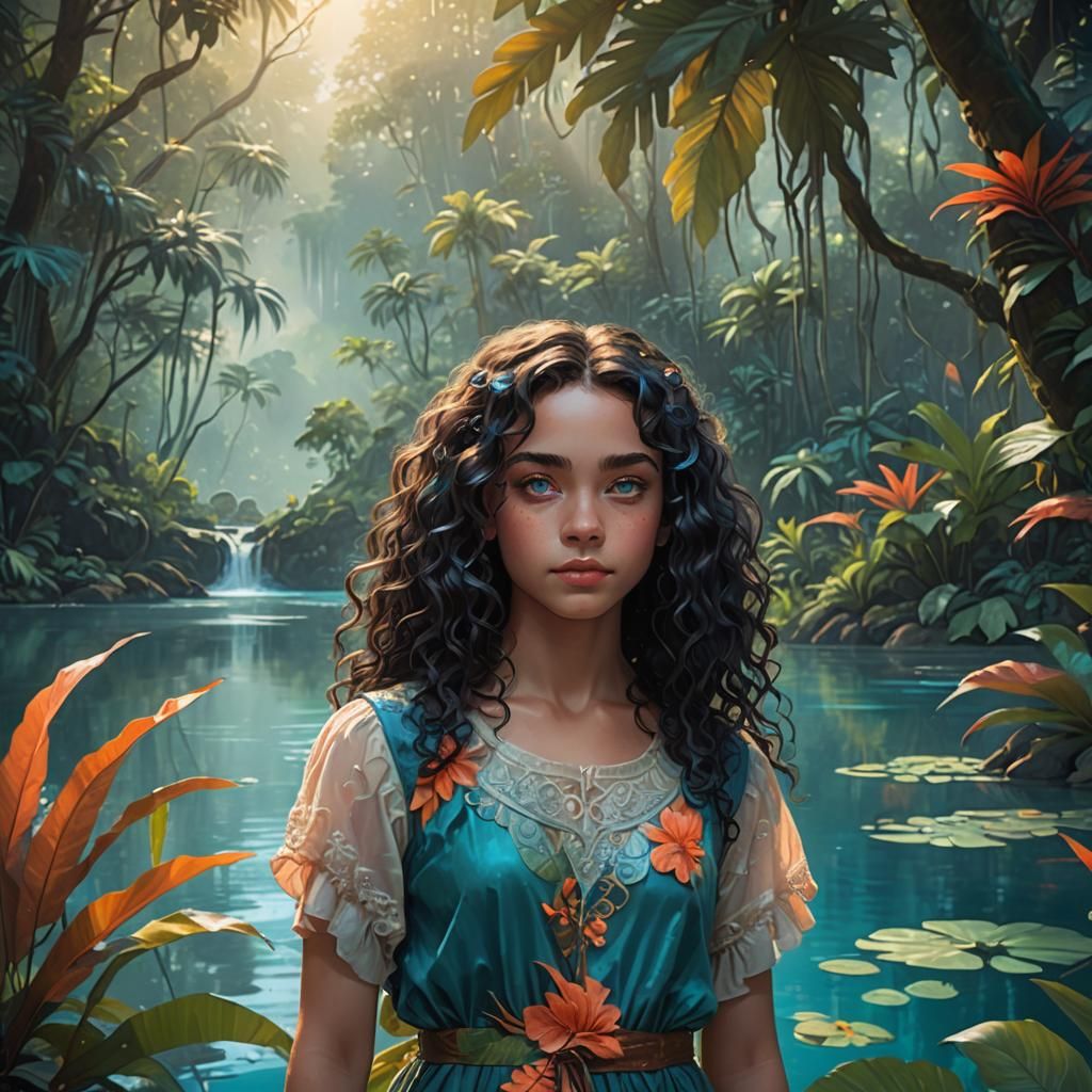 Girl in Tropical Rainforest Concept Art