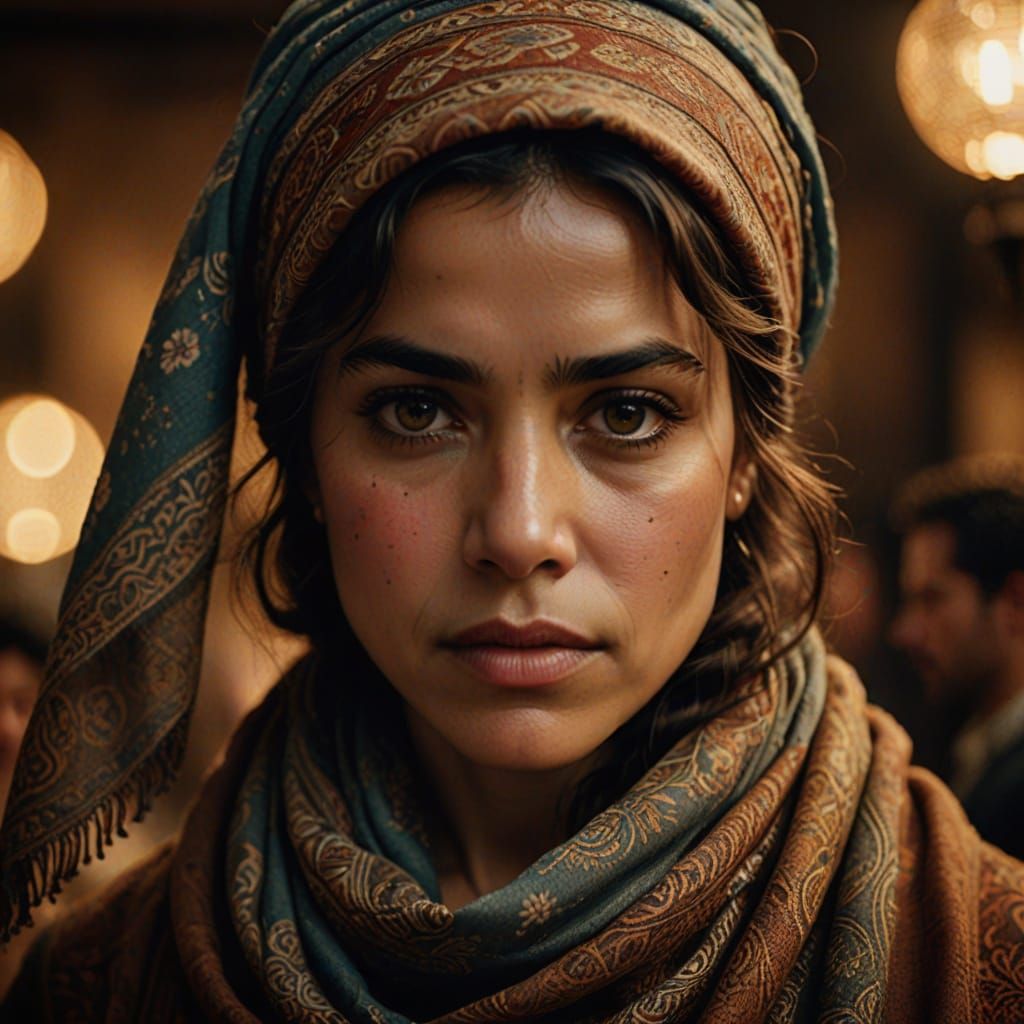 Ethereal Ethnic Woman in Cinematic Film Still