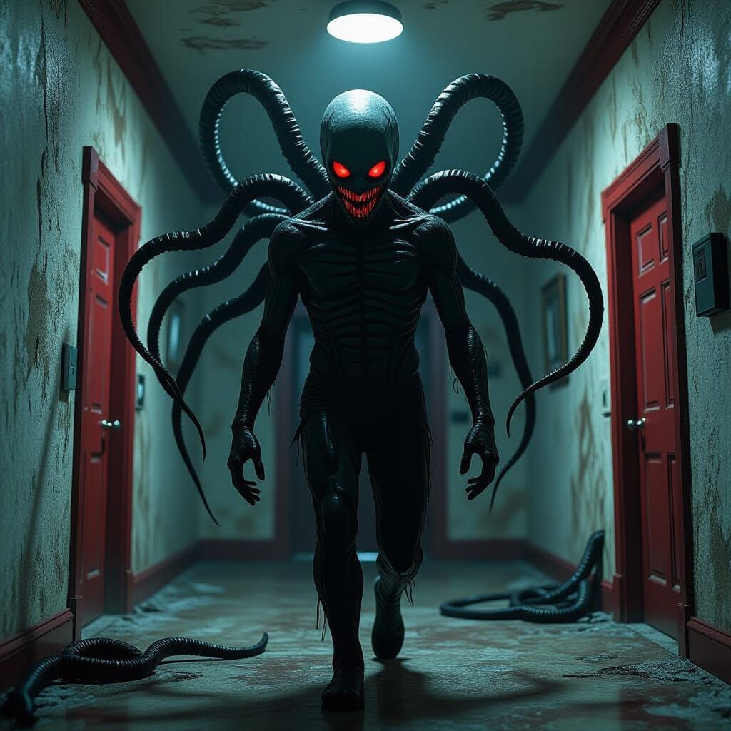 Eldritch Horror: Grotesque Creature in a Twisted Room