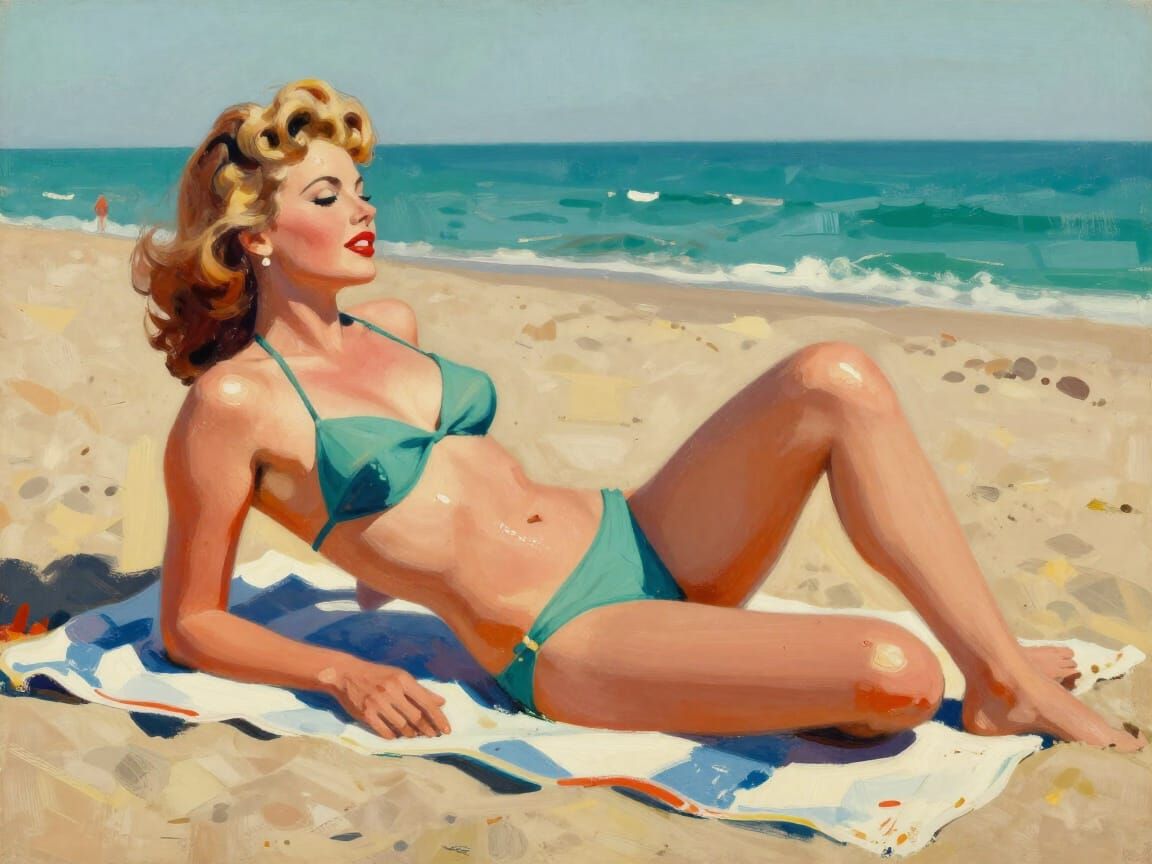 1960s Pin-Up Tanning on Venice Beach