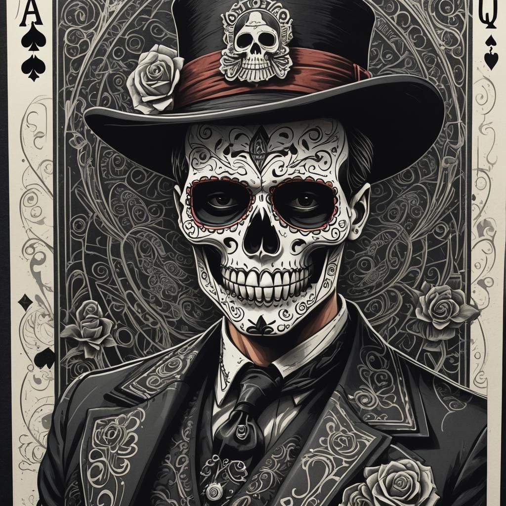 Sugar Skull Zoot Suiter with Ace of Spades