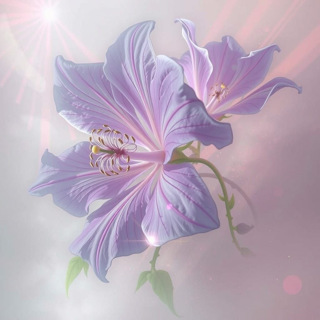 Cyberpunk Fantasy Artwork in HDR, Pink Flowers and Glitterin...