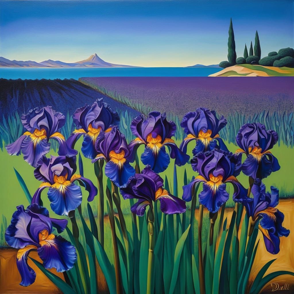 Surreal Irises at Twilight