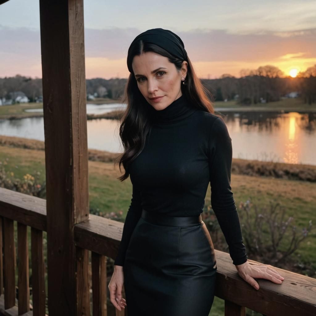 Portrait of Woman on Porch at Sunset