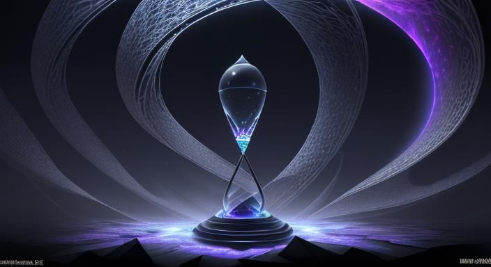 a smashed hourglass, infinite time, extreme detail, cosmic b...