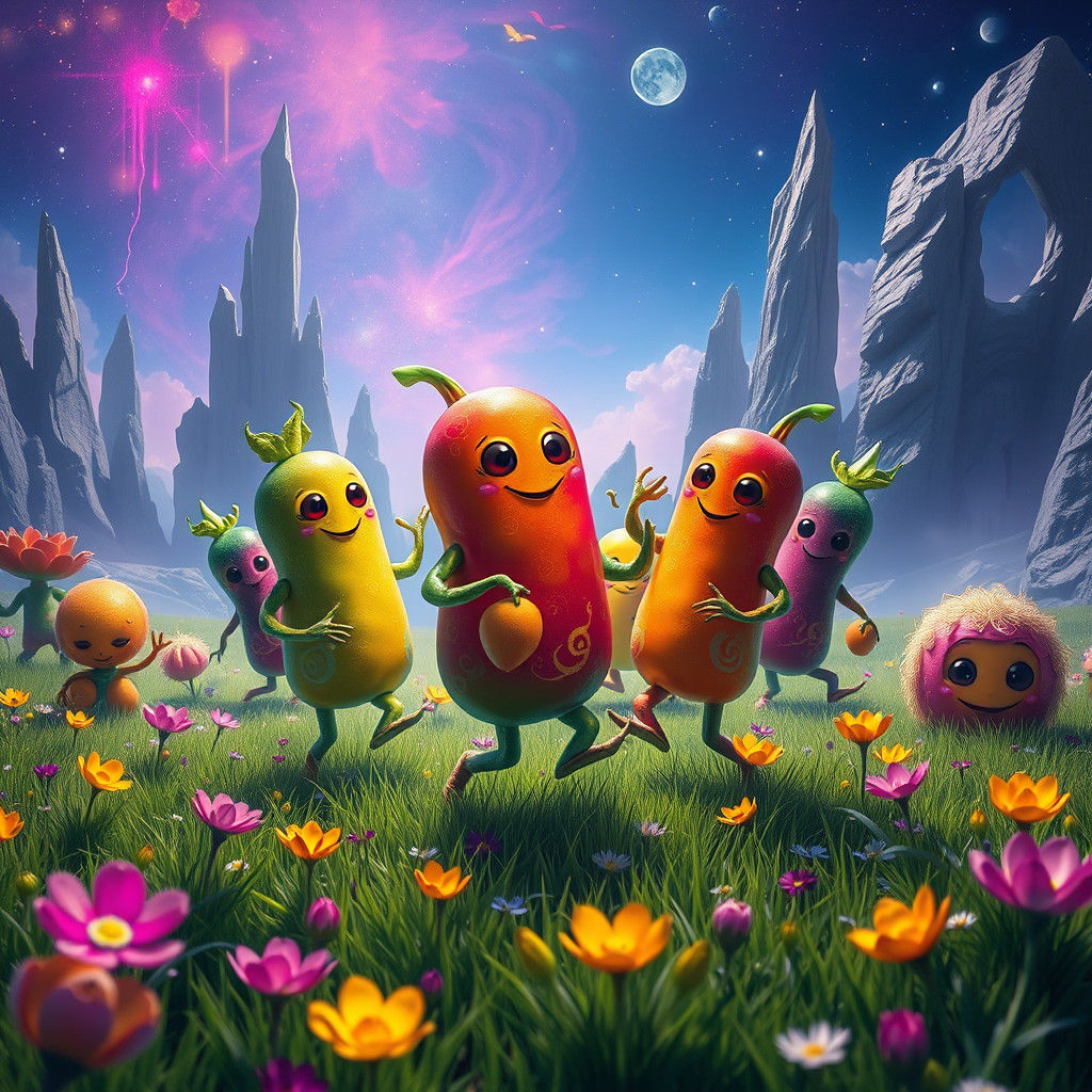 Fruits and Vegetables Dance on Mystic Planet