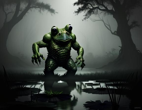 Menacing Bullywug Emerges from Murky Swamp
