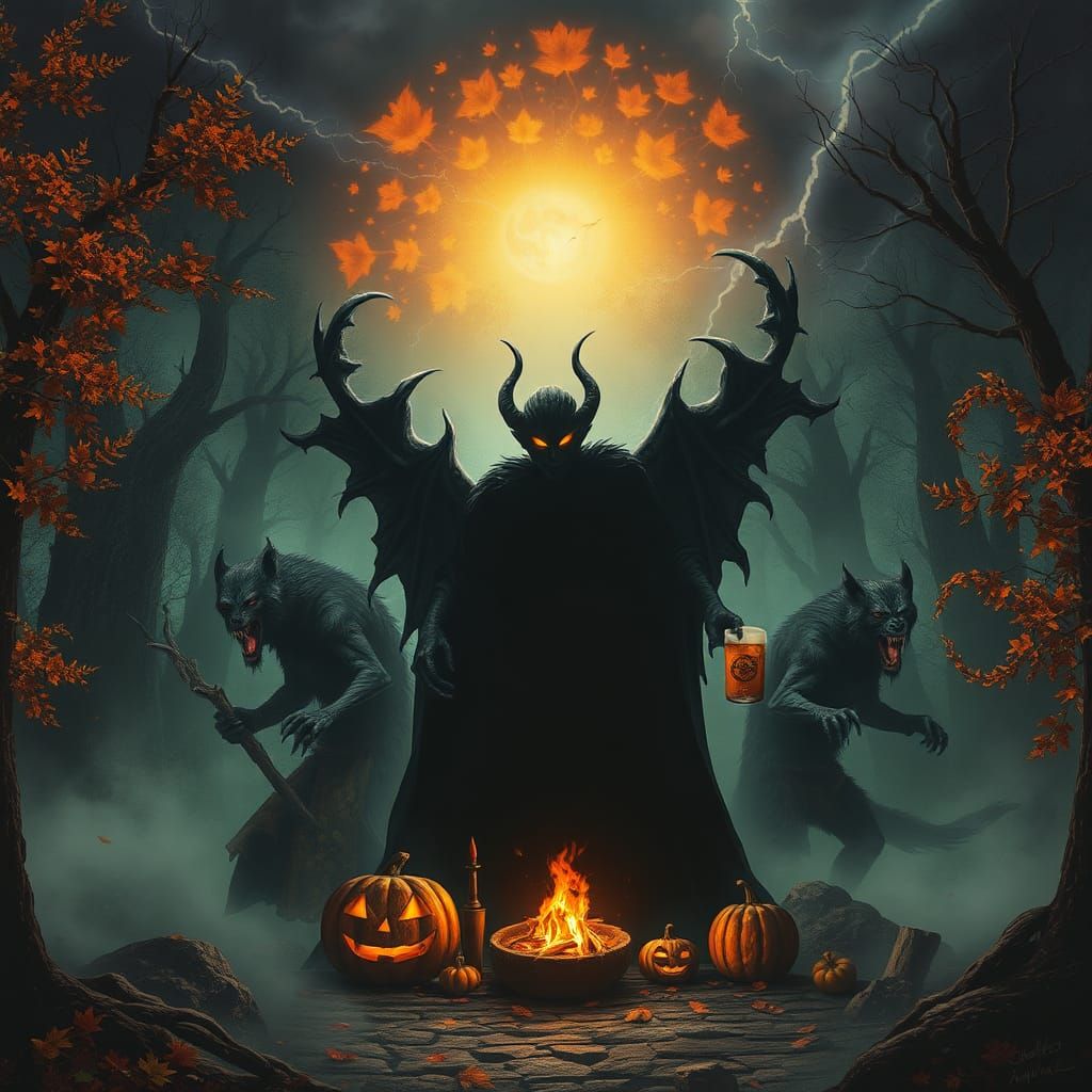 Grimdark Vampire Werewolf Gathering in Surreal Nightmare