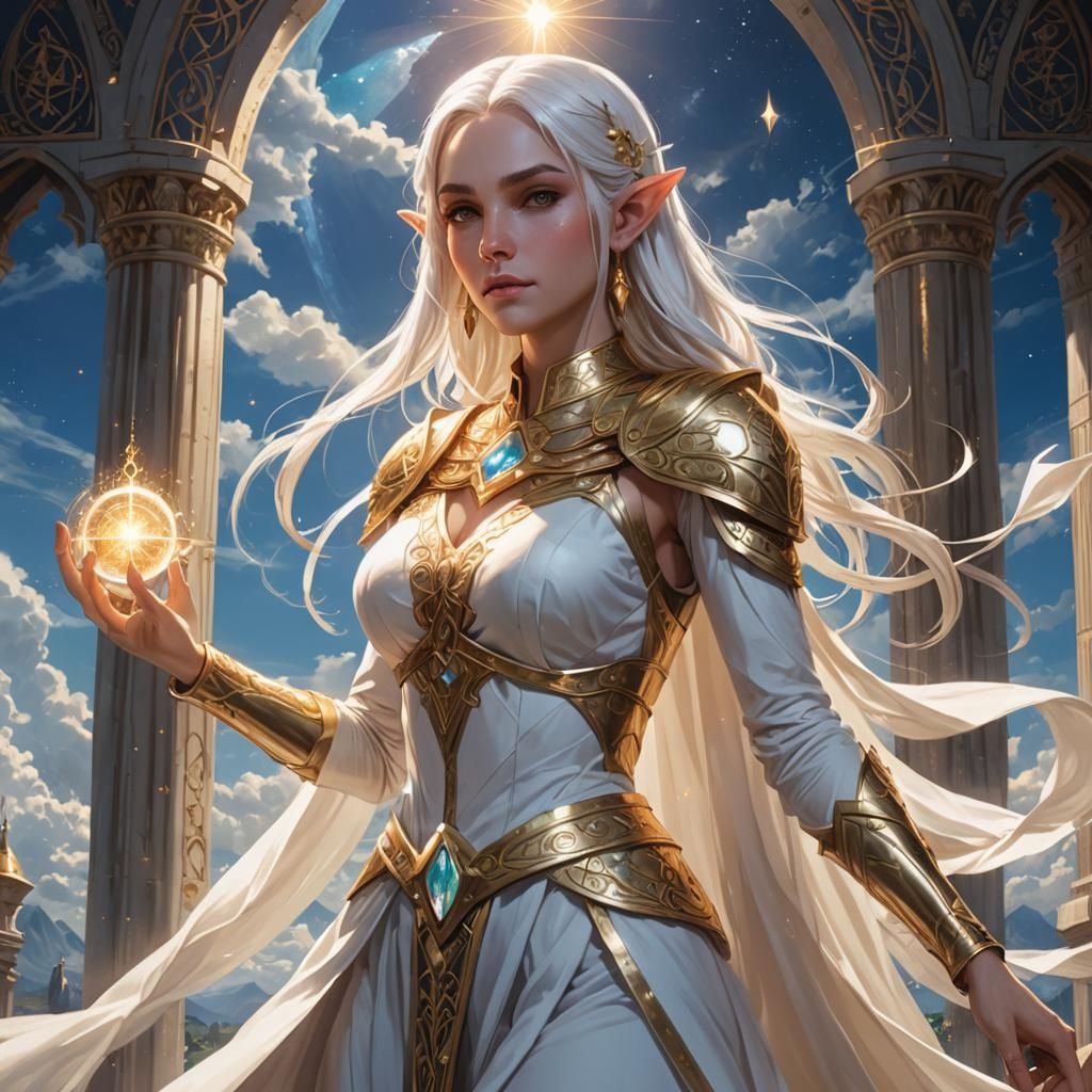 Divine Teen Elf Queen Levitating with Magic