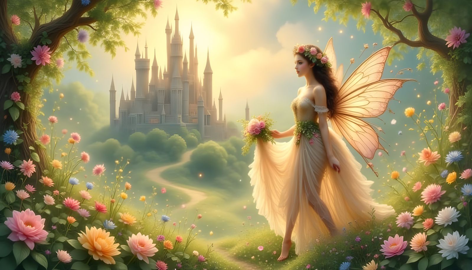 Summer Fairy Bride in Magical Castle Setting